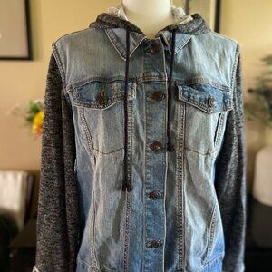 Mossimo Supply Co Jean Jacket Hoodie with Jersey Sleeves XXL
